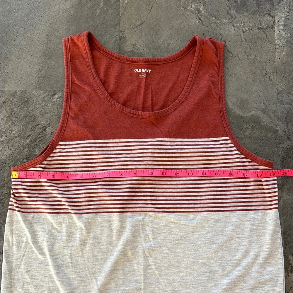 Old Navy Boy Orange and Gray Striped Tank Top, Super Soft, Warm Weather, Size L